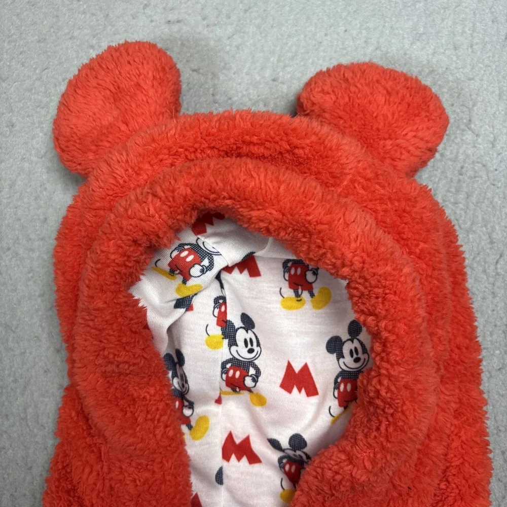 Disney Mickey Mouse Bathrobe Kids Size 4 Red Embroidered Logo EUC
